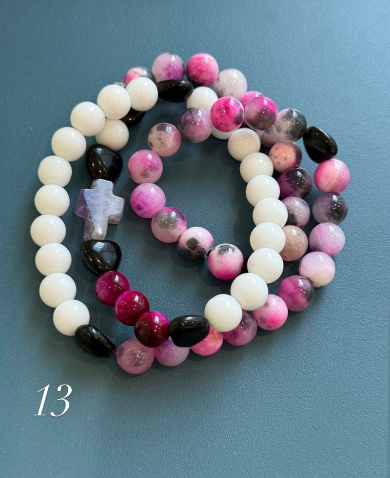 Rosario Collar 3 Vueltas Piedras Naturales hecho a mano