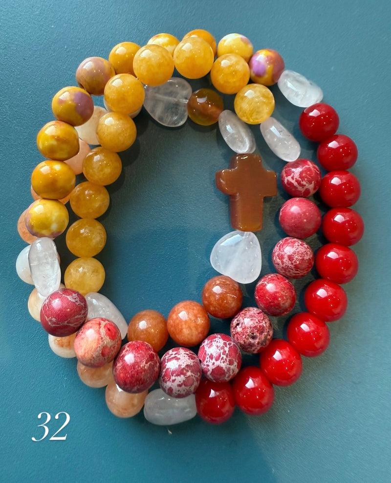 Rosario Collar 3 Vueltas Piedras Naturales hecho a mano