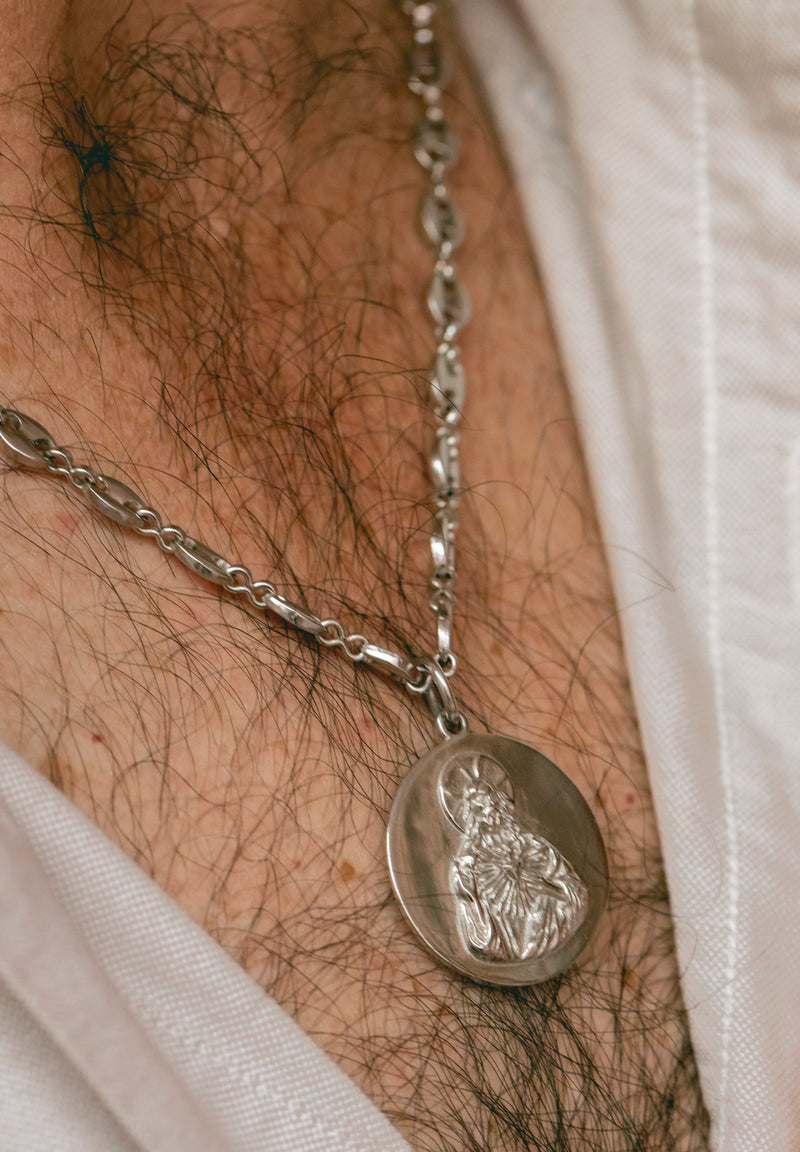 Colgante Escapulario cadena gorda plata
