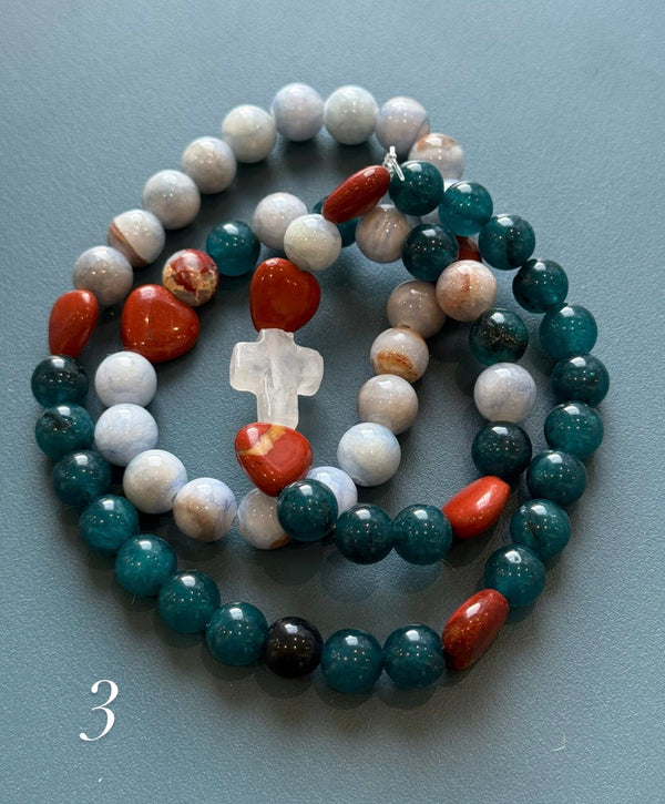 Rosario Collar 3 Vueltas Piedras Naturales hecho a mano