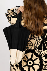 Bolso acordeón negro/beige