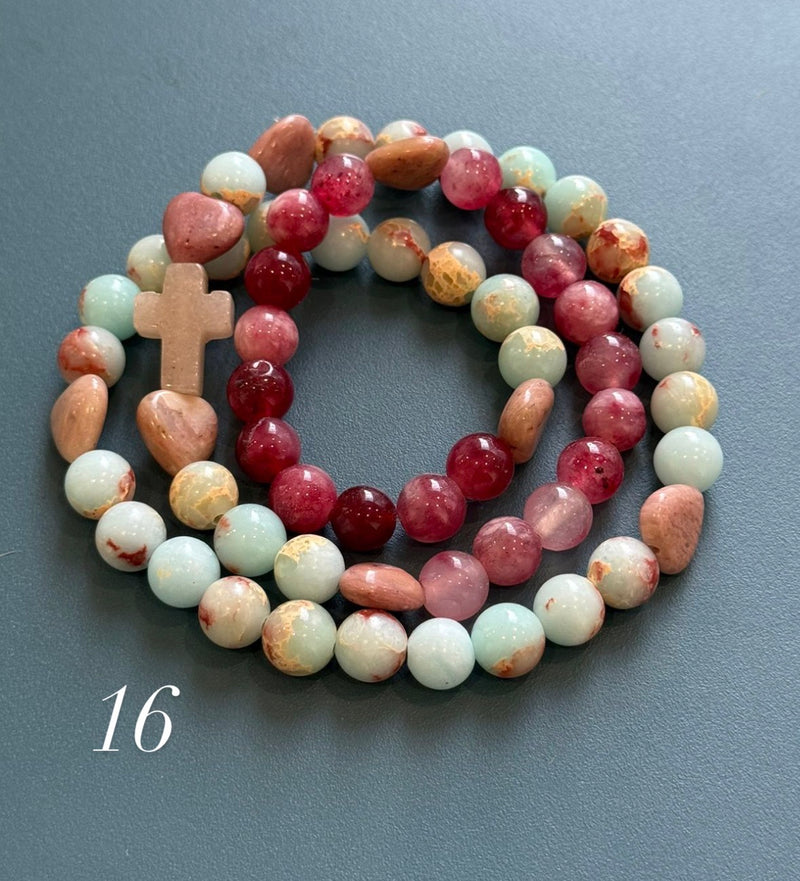 Rosario Collar 3 Vueltas Piedras Naturales hecho a mano