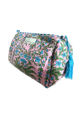 Neceser estampado rosa flores turquesa L