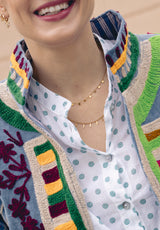 Chaqueta larga terciopelo celeste bicolor