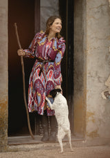 Vestido burdeos ikat