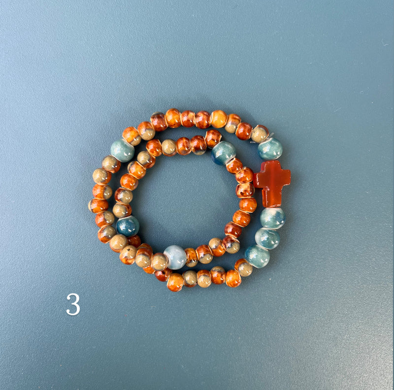 Pulsera Rosario Cerámica 2 vueltas hecho a mano