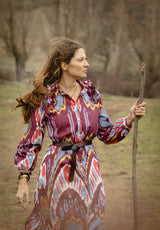 Vestido burdeos ikat