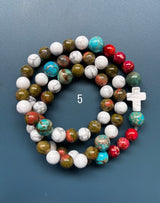 Rosario pulsera collar piedra redonda