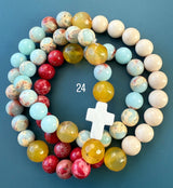 Rosario Collar 3 Vueltas Piedras Naturales hecho a mano