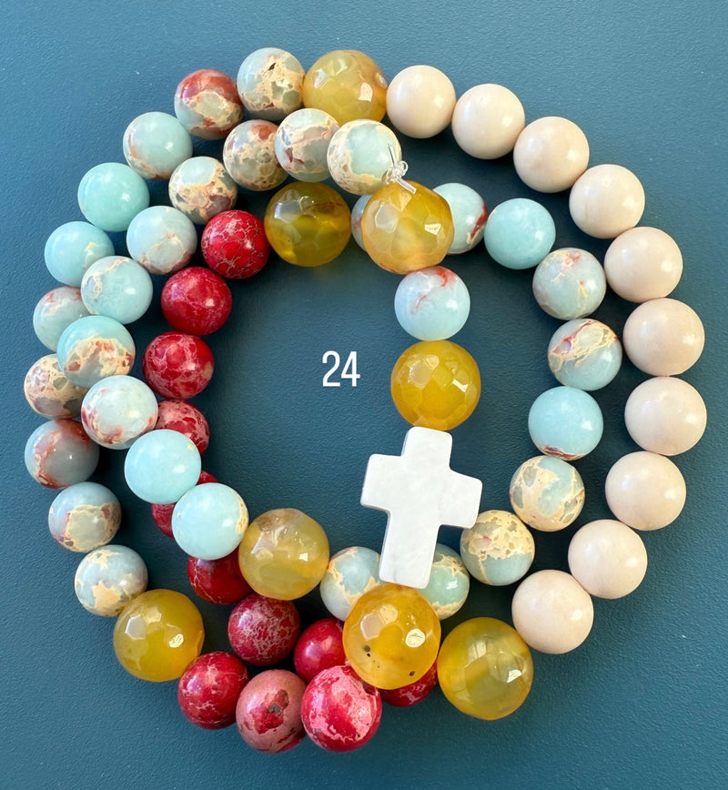 Rosario Collar 3 Vueltas Piedras Naturales hecho a mano