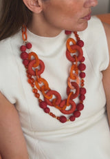 Collar rafía círculos coral