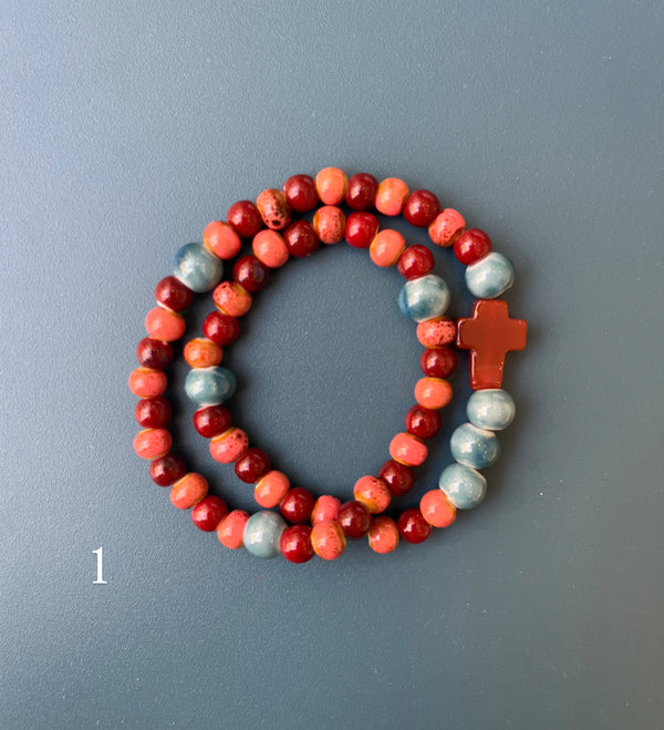 Pulsera Rosario Cerámica 2 vueltas hecho a mano