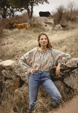 Camisa flores rosa, azul y amarillo