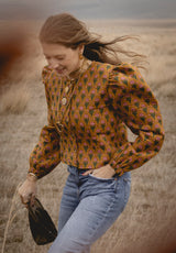 Chaqueta ocre flores