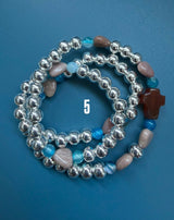 Rosario pulsera collar corazón plata