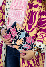 Bolso estampado terciopelo azul marino