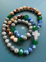 Rosario pulsera collar piedra plana