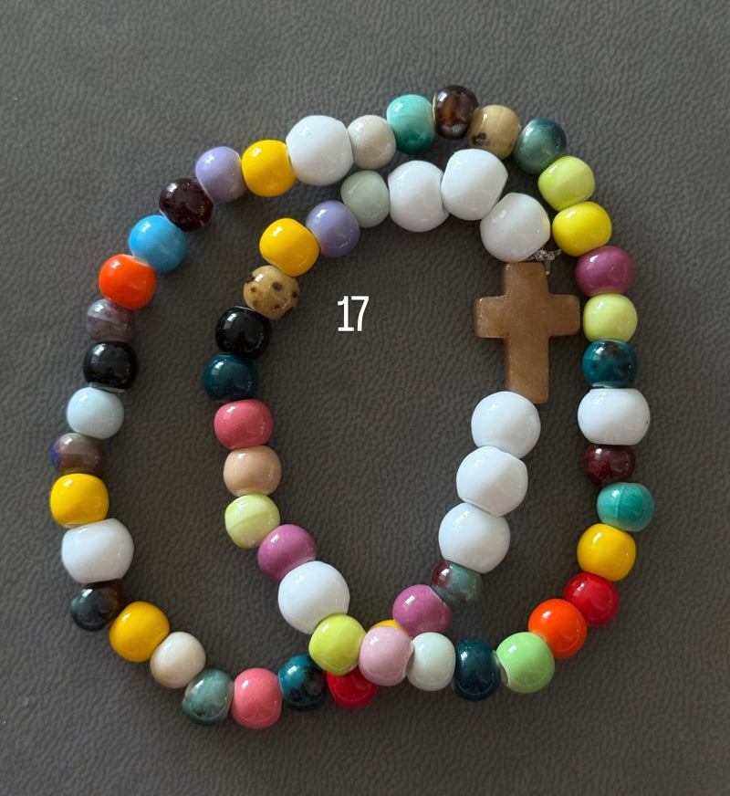 Pulsera Rosario Cerámica 2 vueltas hecho a mano