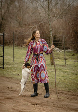 Vestido burdeos ikat