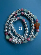 Rosario pulsera collar corazón plata