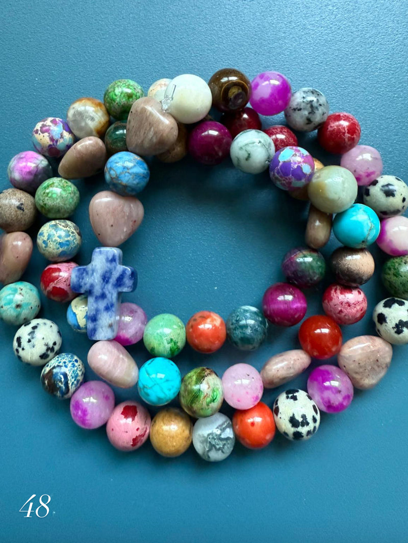Rosario Collar 3 Vueltas Piedras Naturales hecho a mano