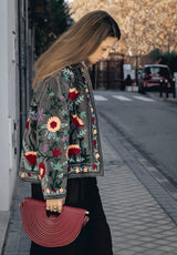 Bolso abanico granate