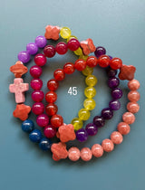 Rosario pulsera collar piedra plana