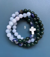 Rosario pulsera collar piedra plana