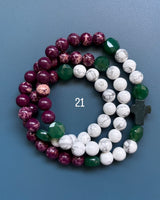 Rosario pulsera collar piedra plana