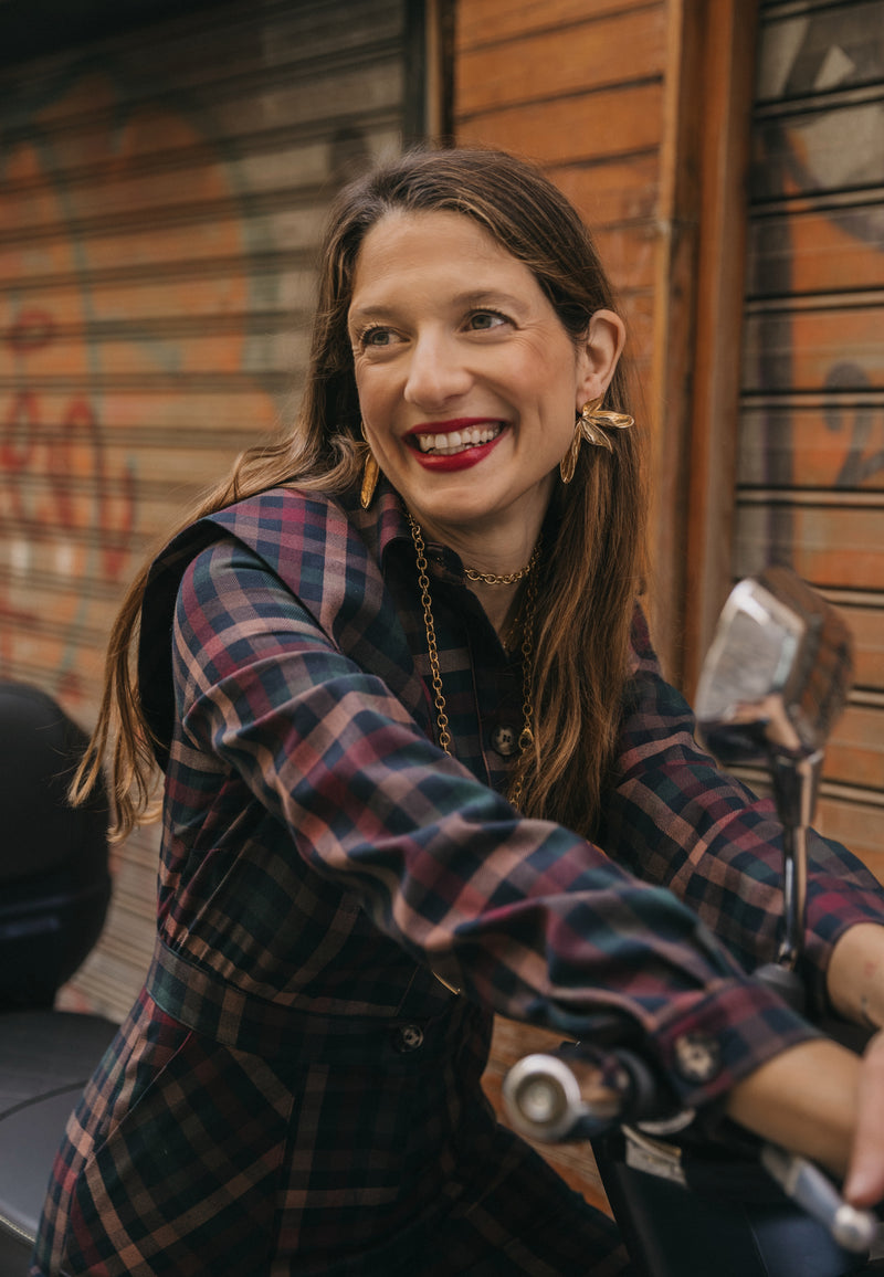 Pendientes hoja ramillete dorado