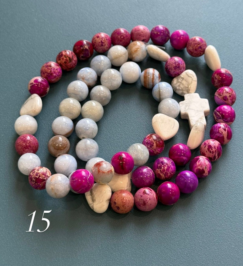 Rosario Collar 3 Vueltas Piedras Naturales hecho a mano