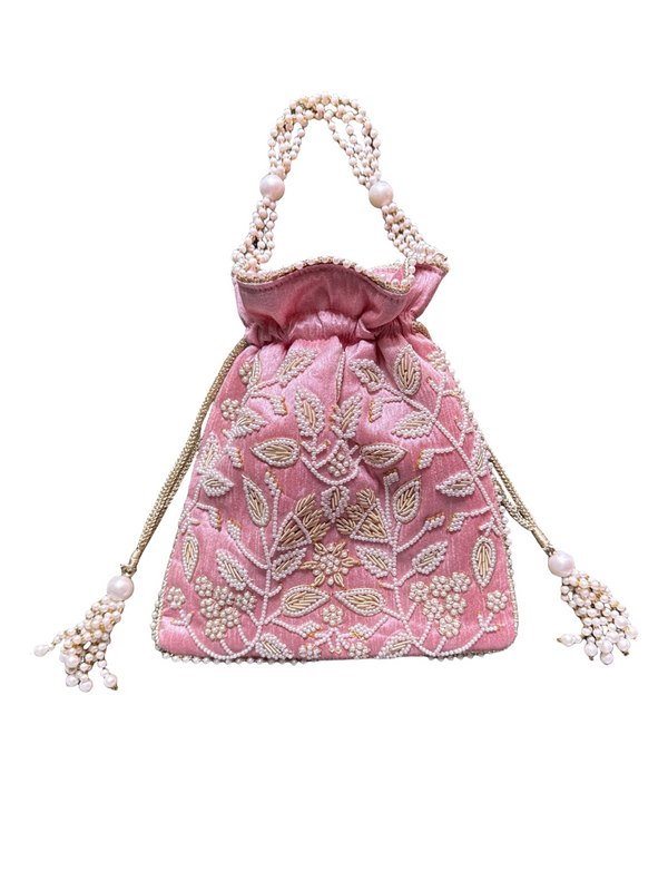 Bolso Perla Hojitas rosa palo