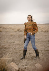 Chaqueta ocre flores