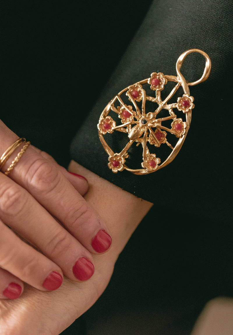 Broche Araña Burdeos