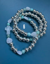 Rosario pulsera collar corazón plata