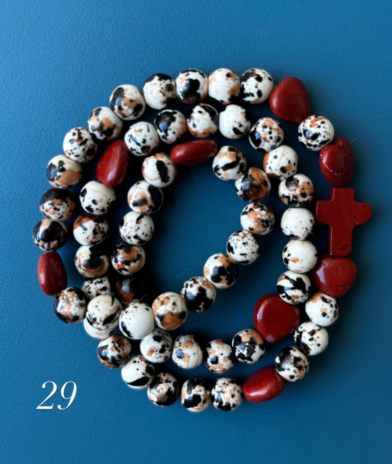 Rosario Collar 3 Vueltas Piedras Naturales hecho a mano