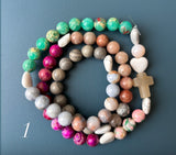 Rosario Collar 3 Vueltas Piedras Naturales hecho a mano