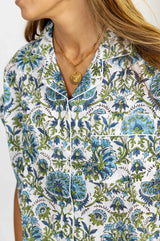 Pijama corto flores azul