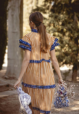 Bolso tela flores azul