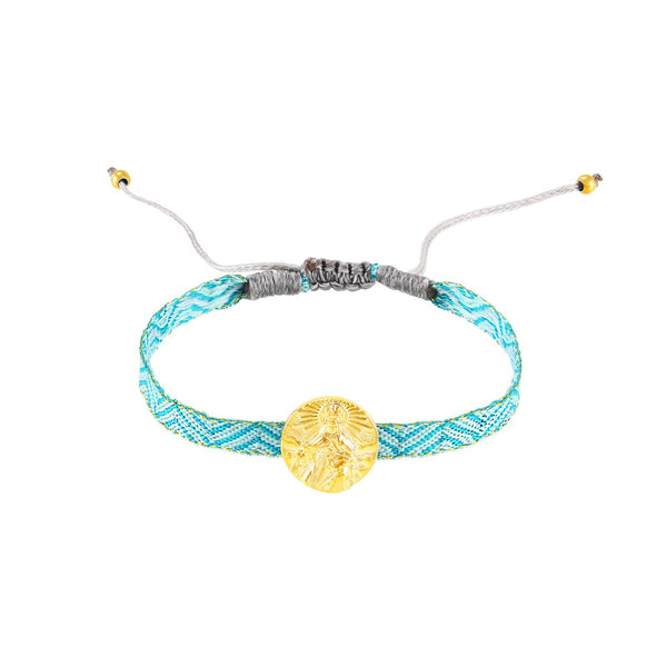 Pulsera Medalla Virgen del Carmen Turquesa