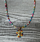 Colgante Sagrado Corazón Perlitas Multicolor