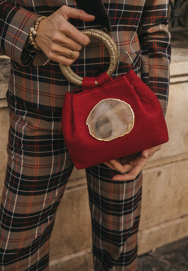 Bolso yute asa piedra rojo