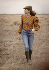 Chaqueta ocre flores