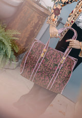 Bolso Tote Bag flor marrón