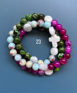 Rosario pulsera collar piedra plana