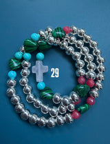 Rosario pulsera collar corazón plata