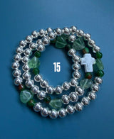 Rosario pulsera collar corazón plata