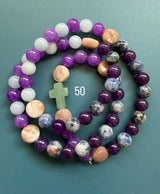 Rosario pulsera collar piedra plana