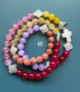 Rosario pulsera collar piedra plana
