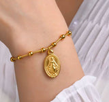 Pulsera Virgen Medalla Milagrosa Bolitas